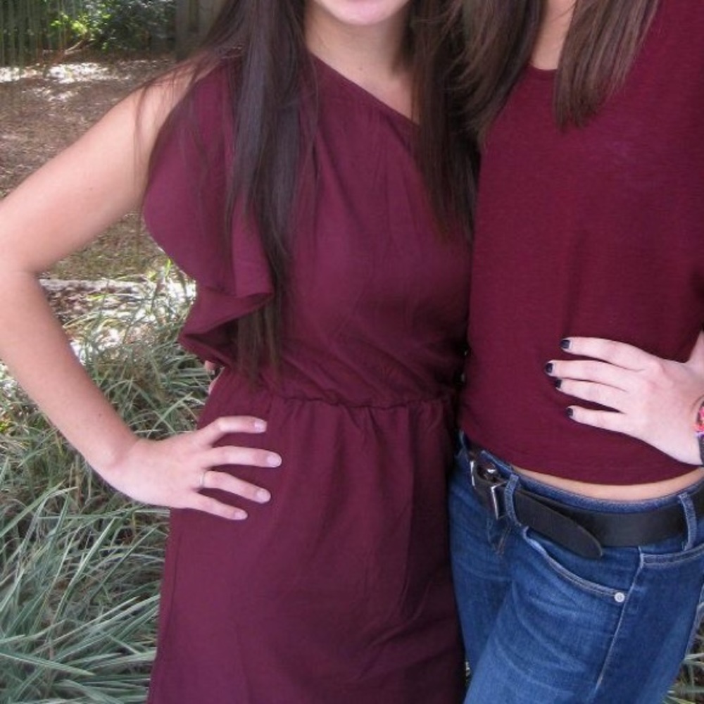 Burgundy One-Shoulder Dress